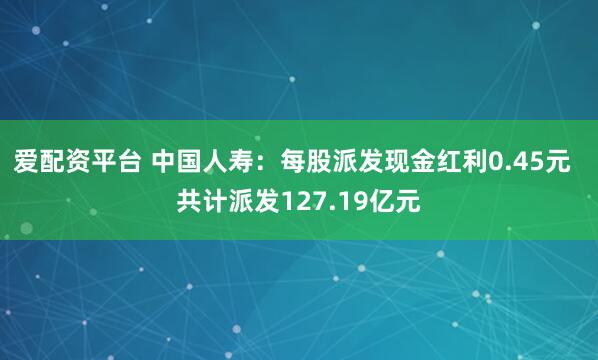 爱配资平台 中国人寿：每股派发现金红利0.45元  共计派发127.19亿元