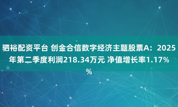 驷裕配资平台 创金合信数字经济主题股票A：2025年第二季度利润218.34万元 净值增长率1.17%