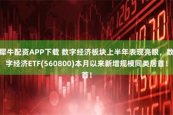 犀牛配资APP下载 数字经济板块上半年表现亮眼，数字经济ETF(560800)本月以来新增规模同类居首！